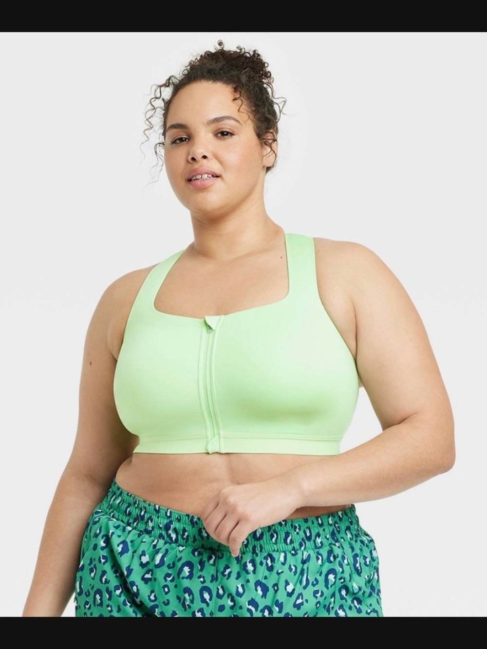 all in motion Front-Zip Sports Bra in Mint Green